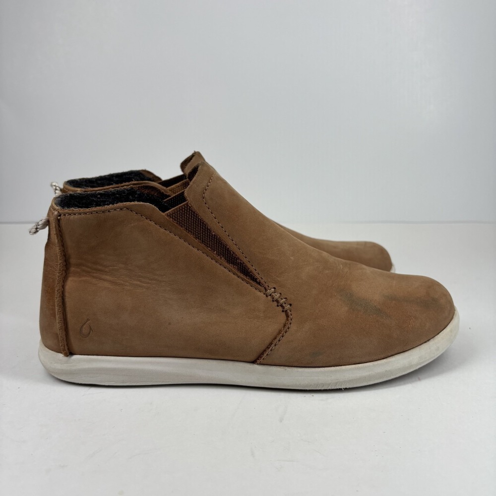 OluKai Women's Tan Suede Slip-On Winter Boots - Picture 11 of 16